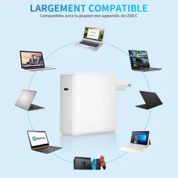 Chargeur USB-C Compatible pour MacBook Pro / Air 13" 15" 16" 87 Watt