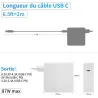 Chargeur USB-C Compatible pour MacBook Pro / Air 13" 15" 16" 87 Watt