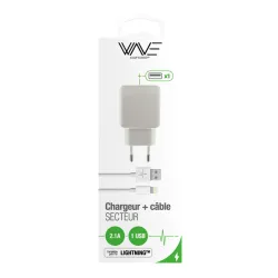 Pack Chargeur Secteur USB + Câble Lightning 1M pour iPhone - Macinfo