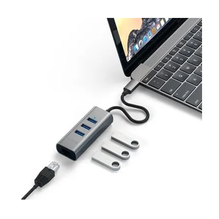 Satechi - Adaptateur USB-C vers Ethernet / 3 x USB 3.0 - Gris Sideral
