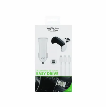Wave - Pack Chargeur voiture - Câble 3 en 1 + Chargeur 1 USB 3,1A