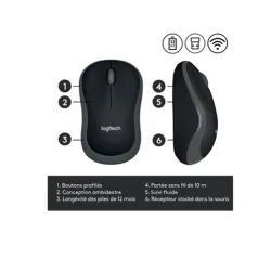 Souris Logitech M185 bluetooth Gris sur Paris - Macinfo