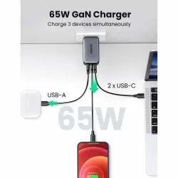 UGREEN - Adaptateur Secteur 1xUSB / 2xUSB-C 65W - MACINFO