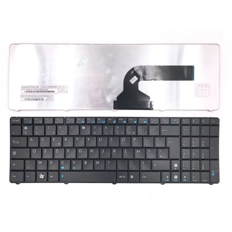 Clavier Asus MP-07G76F0-528 0KN0-511FR02 Noir Français Azerty Original Clavier Asus MP-07G76F0-528 0KN0-511FR02 Noir Français Azerty Original