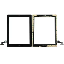 Vitre écran glass tactile NOIR+bouton home+Stickers pour iPad 2 A1395 A1396